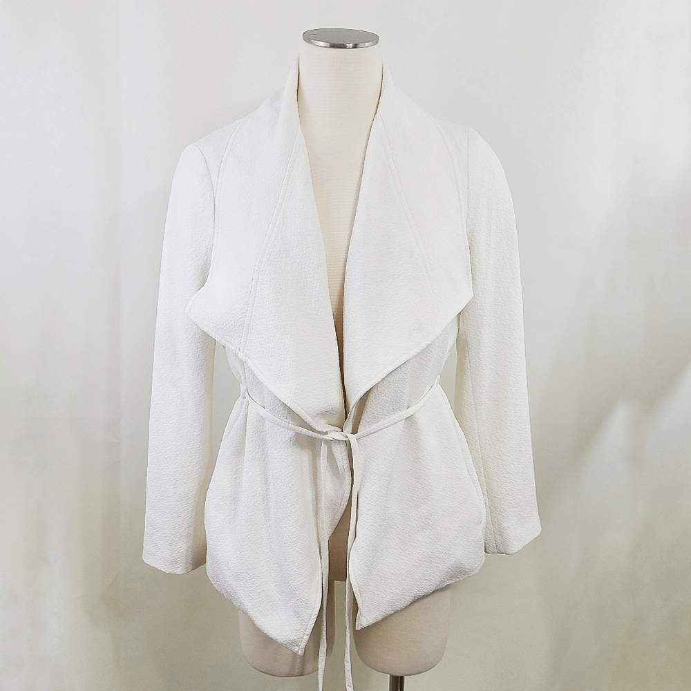 Club Monaco Cadee jacket white textured shawl collar open front size small - Picture 4 of 7